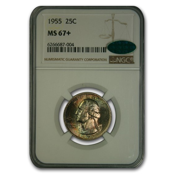 1955 Washington Quarter MS-67+ NGC CAC 1955 Washington Quarter MS-67+ NGC CAC