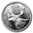 1956 Canada Silver 25 Cents Elizabeth II BU/Prooflike