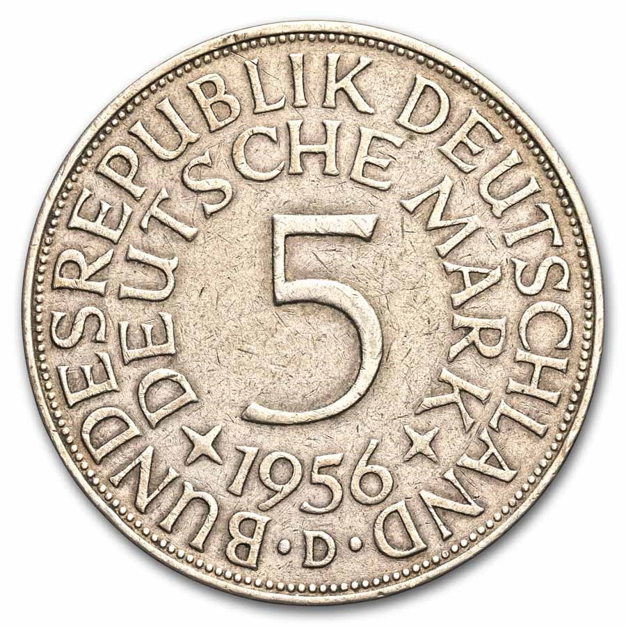 1956-D Germany Silver 5 Deutsche Mark VF
