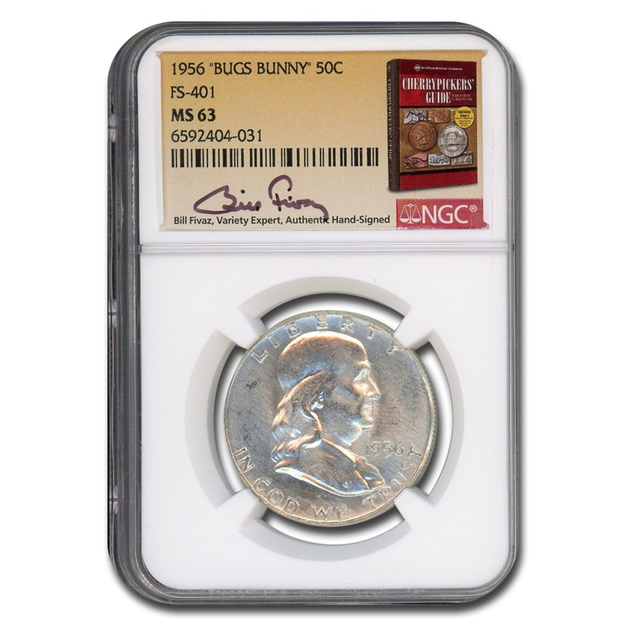 1956 Franklin Half Dollar MS-63 NGC (Bugs Bunny, Fivaz)
