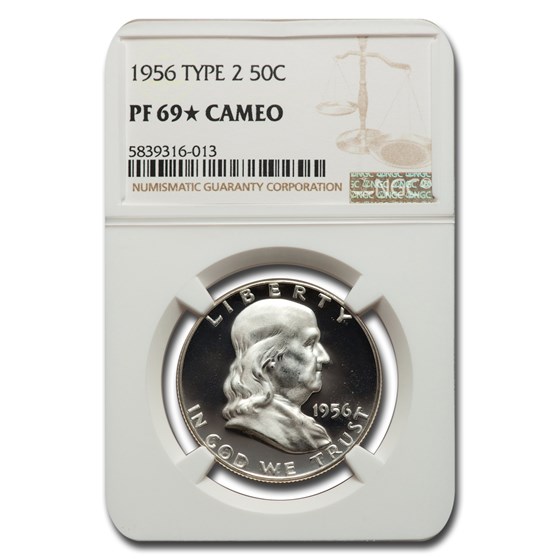 1956 Franklin Half Dollar PF-69* Cameo NGC (Type-II) 1956 Franklin Half Dollar PF-69* Cameo NGC (Type-II)