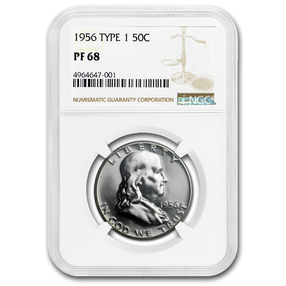 1956 Franklin Half Dollar Type-I PF-68 NGC 1956 Franklin Half Dollar Type-I PF-68 NGC