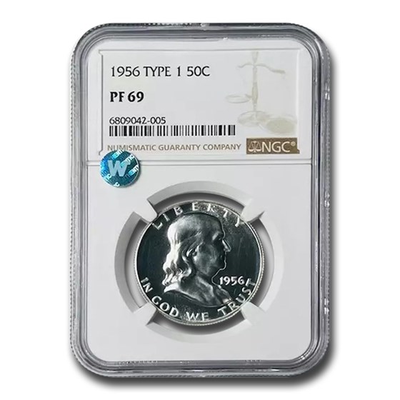 1956 Franklin Half Dollar Type-I PF-69 NGC 1956 Franklin Half Dollar Type-I PF-69 NGC