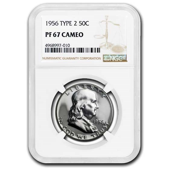 1956 Franklin Half Dollar Type-II PF-67 CAMEO NGC 1956 Franklin Half Dollar Type-II PF-67 CAMEO NGC