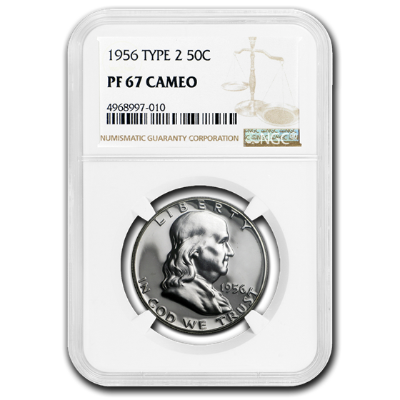 1956 Franklin Half Dollar Type-II PF-67 CAMEO NGC 1956 Franklin Half Dollar Type-II PF-67 CAMEO NGC
