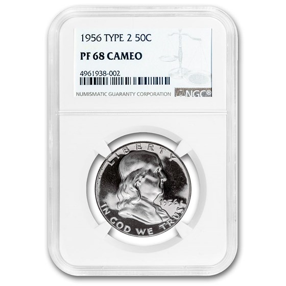 1956 Franklin Half Dollar Type-II PF-68 Cameo NGC 1956 Franklin Half Dollar Type-II PF-68 Cameo NGC