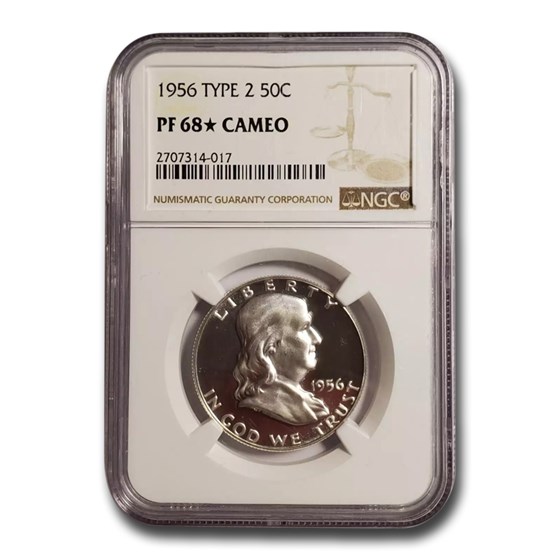 1956 Franklin Half Dollar Type-II PF-68 Cameo* NGC