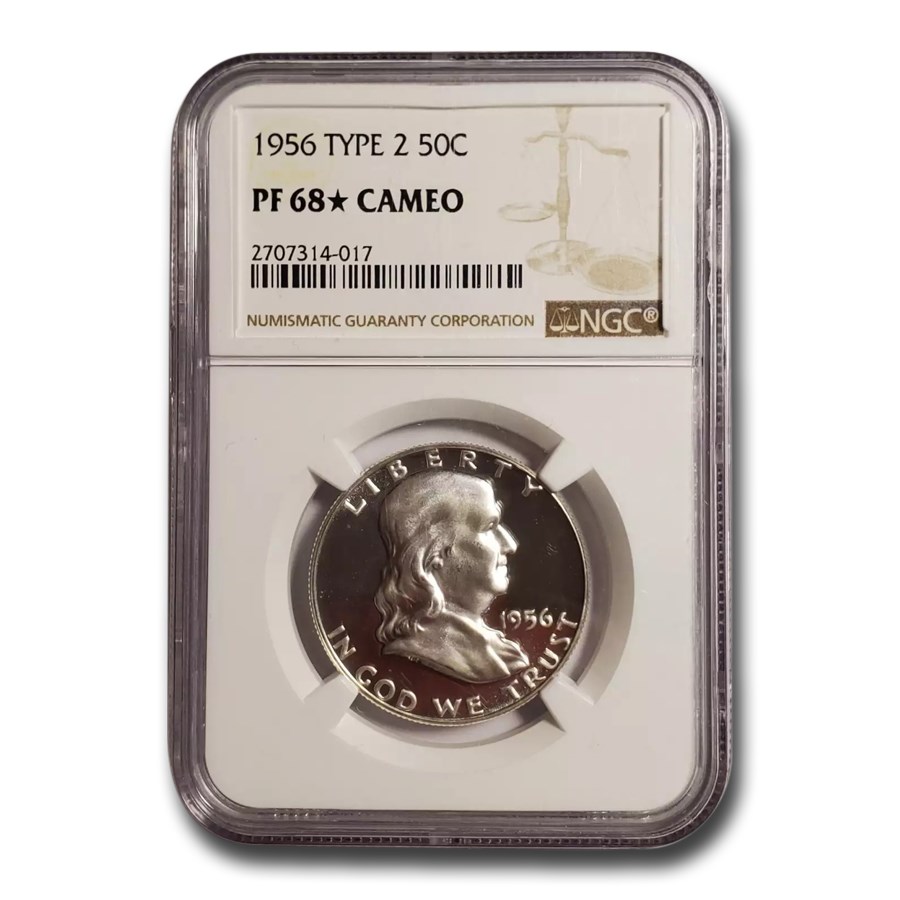1956 Franklin Half Dollar Type-II PF-68 Cameo* NGC