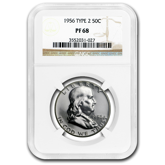 1956 Franklin Half Dollar Type-II PF-68 NGC 1956 Franklin Half Dollar Type-II PF-68 NGC