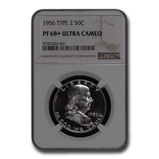 1956 Franklin Half Dollar Type-II PF-68+ UCAM NGC 1956 Franklin Half Dollar Type-II PF-68+ UCAM NGC