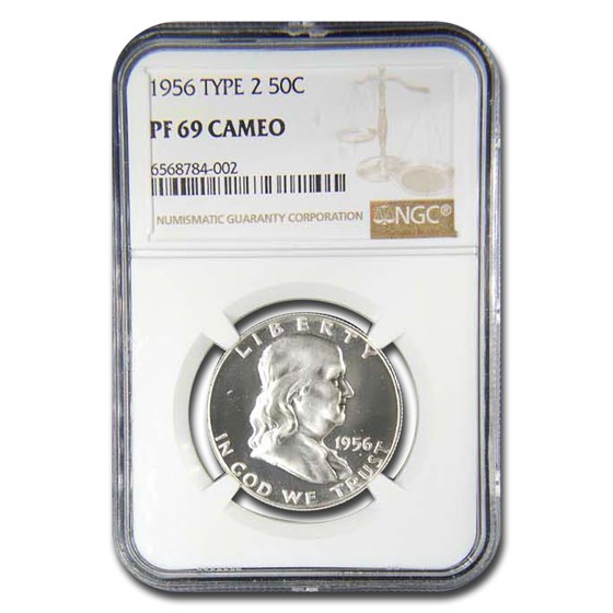 1956 Franklin Half Dollar Type-II PF-69 Cameo NGC 1956 Franklin Half Dollar Type-II PF-69 Cameo NGC