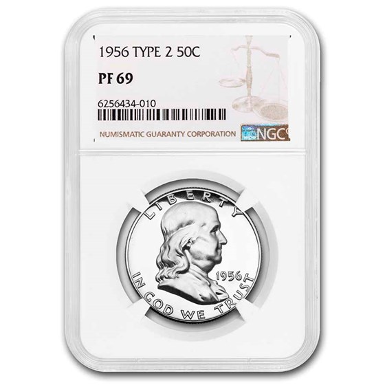 1956 Franklin Half Dollar Type-II PF-69 NGC 1956 Franklin Half Dollar Type-II PF-69 NGC