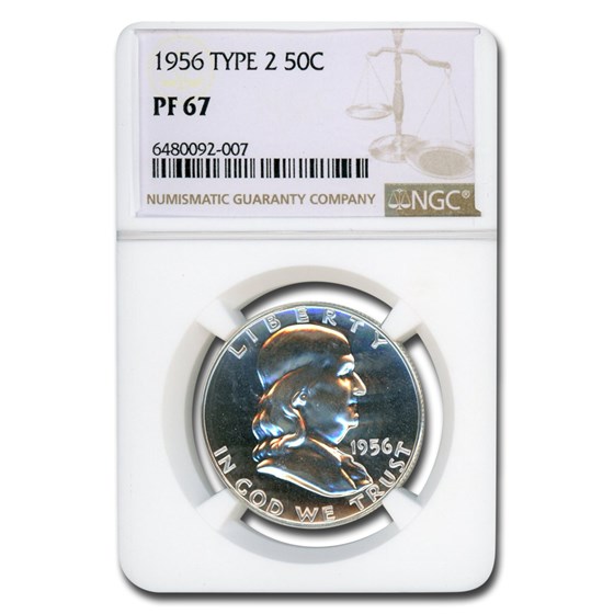 1956 Franklin Half Dollar Type-II PR-67 NGC 1956 Franklin Half Dollar Type-II PR-67 NGC