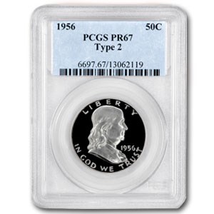 1956 Franklin Half Dollar Type-II PR-67 PCGS 1956 Franklin Half Dollar Type-II PR-67 PCGS