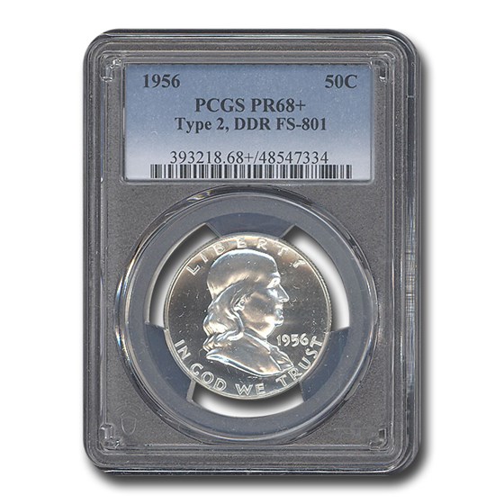 1956 Franklin Half Dollar Type-II PR-68+ PCGS (DDR, FS-801)
