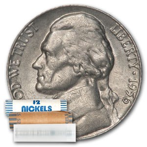 1956 Jefferson Nickel 40-Coin Roll BU 1956 Jefferson Nickel 40-Coin Roll BU