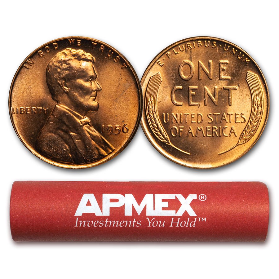 1956 Lincoln Cent 50-Coin Roll BU