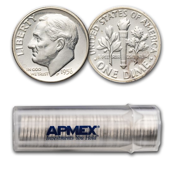 1956 Roosevelt Dime 50-Coin Roll Proof 1956 Roosevelt Dime 50-Coin Roll Proof