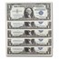 1957 $1.00 Silver Cert. Cut Sheet w/ Treasury Envelope. 32 Notes.
