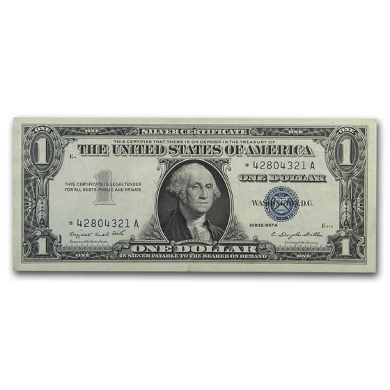 1957* $1.00 Silver Certificate AU (Fr#1619*) Star Note 1957* $1.00 Silver Certificate AU (Fr#1619*) Star Note