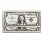 1957 $1.00 Silver Certificate CCU (Fr#1619) 2 Consecutive