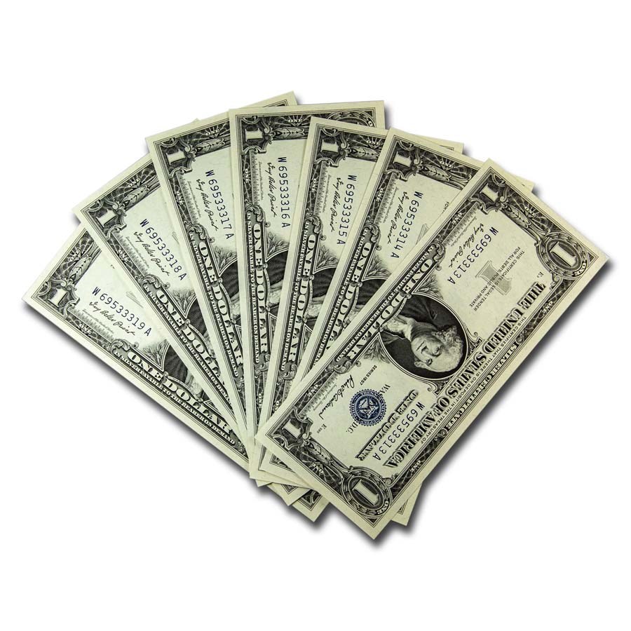 1957 $1.00 Silver Certificate CU (Fr#1619) 7 Consecutive