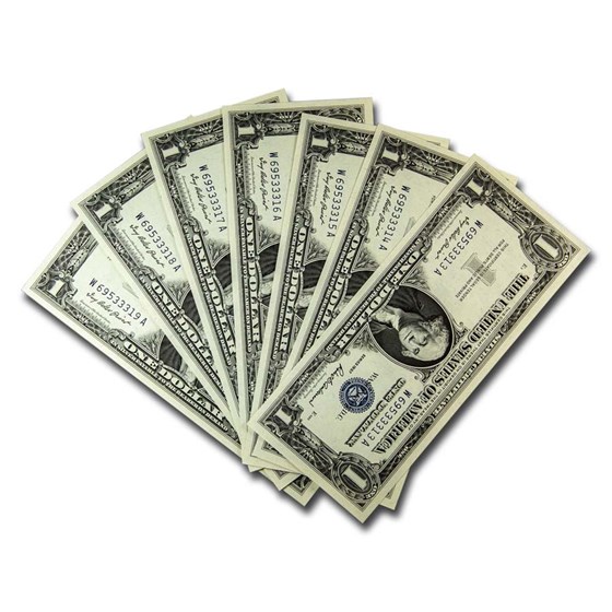 1957 $1.00 Silver Certificate CU (Fr#1619) 7 Consecutive 1957 $1.00 Silver Certificate CU (Fr#1619) 7 Consecutive