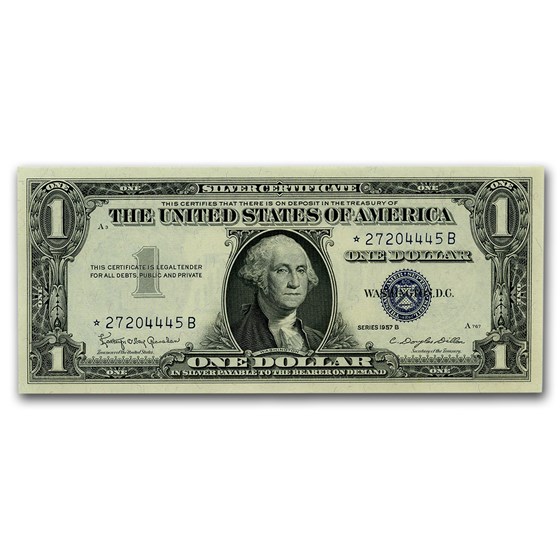 1957* $1.00 Silver Certificate CU (Fr#1619*) Star Note 1957* $1.00 Silver Certificate CU (Fr#1619*) Star Note