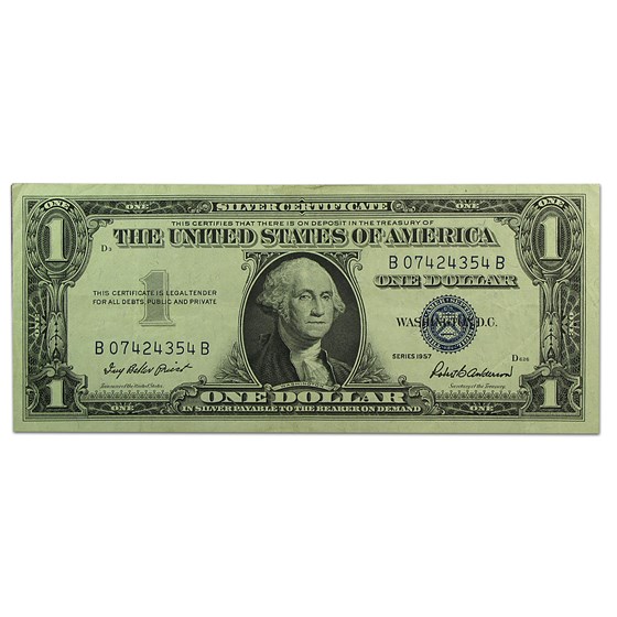 1957 $1.00 Silver Certificate XF (Better B-B Block) 1957 $1.00 Silver Certificate XF (Better B-B Block)