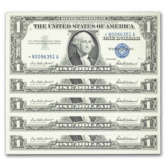 1957* $1 Silver Cert CCU (Fr#1619*) Star Notes, 30 Consecutive