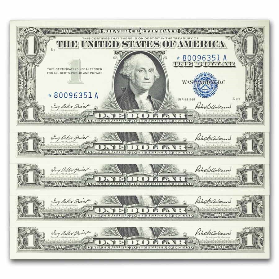 1957* $1 Silver Cert CCU (Fr#1619*) Star Notes, 30 Consecutive