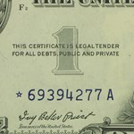 1957* $1 Silver Cert CCU (Fr#1619*) Star Notes, 47 Consecutive