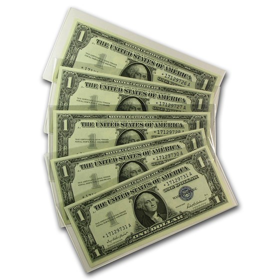 1957* $1 Silver Certificate CU (Fr#1619*) Star Notes, 6 Consec 1957* $1 Silver Certificate CU (Fr#1619*) Star Notes, 6 Consec