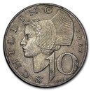 1957-1973 Austria Silver 10 Schilling Avg Circ (Random)