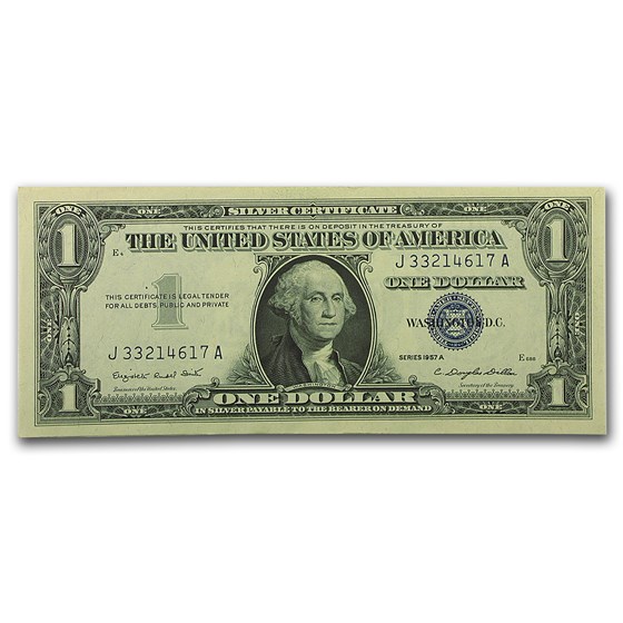 1957-A $1.00 Silver Certificate AU (Fr#1620) 1957-A $1.00 Silver Certificate AU (Fr#1620)