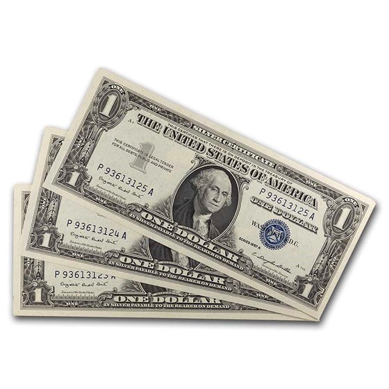 1957-A $1.00 Silver Certificate CCU (Fr#1620) 3 Consecutive 1957-A $1.00 Silver Certificate CCU (Fr#1620) 3 Consecutive