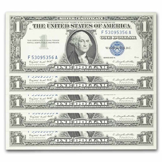 1957-A $1.00 Silver Certificate CCU (Fr#1620) 45 Consecutive