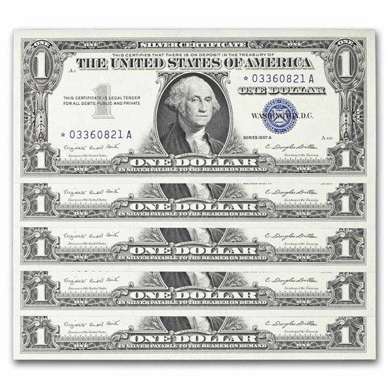 1957-A* $1 Silver Cert CU (Fr#1620*) Star Notes, 65 Consecutive