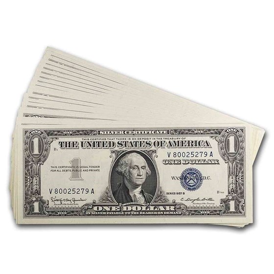 1957-B $1.00 Silver Certificate CU (Fr#1621) 20 Consecutive 1957-B $1.00 Silver Certificate CU (Fr#1621) 20 Consecutive