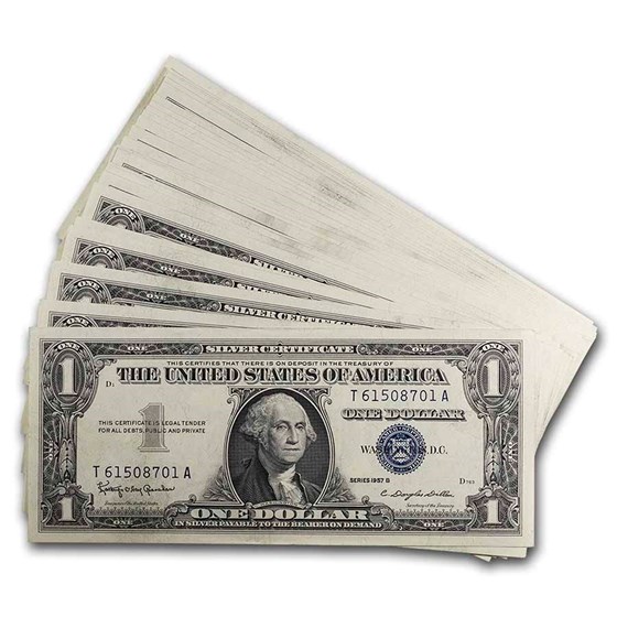 1957-B $1.00 Silver Certificate CU (Fr#1621) 25 Consecutive 1957-B $1.00 Silver Certificate CU (Fr#1621) 25 Consecutive