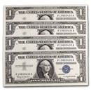 1957-B $1.00 Silver Certificate CU (Fr#1621) 4 Consecutive