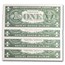 1957-B $1.00 Silver Certificate CU (Fr#1621) 4 Consecutive