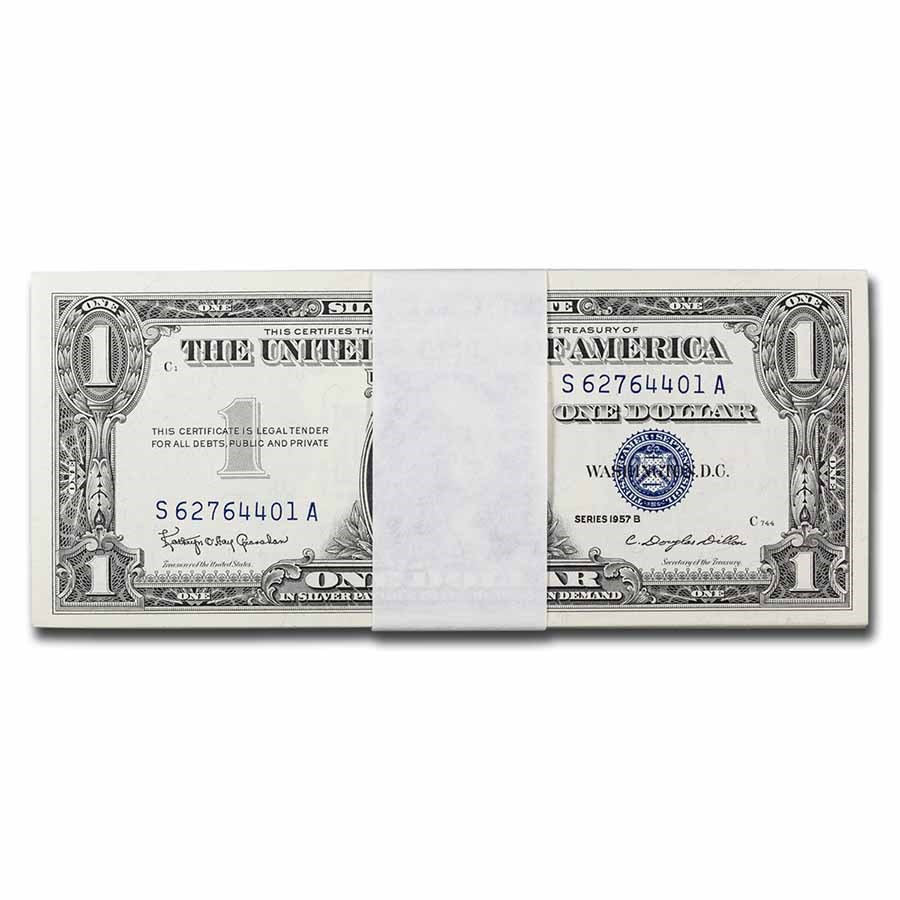 1957-B $1.00 Silver Certificate CU (Fr#1621) 50 Consecutive