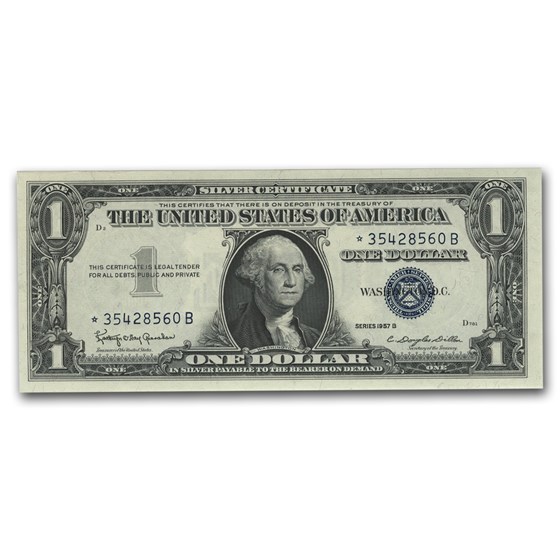 1957-B* $1.00 Silver Certificate CU (Fr#1621*) Star Note 1957-B* $1.00 Silver Certificate CU (Fr#1621*) Star Note