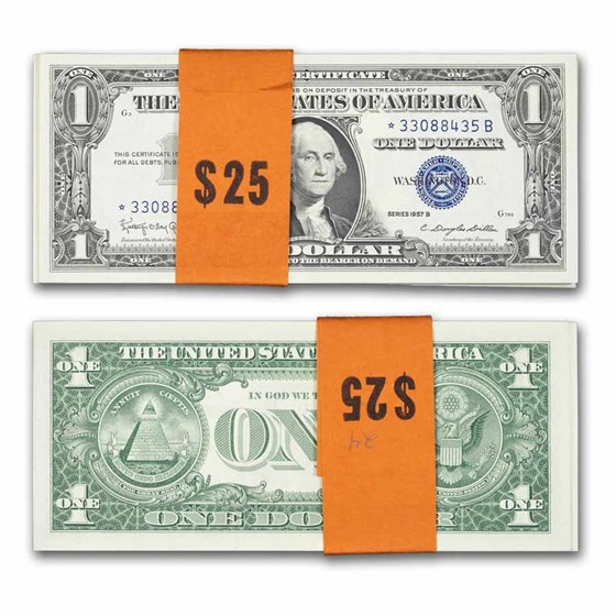 1957-B* $1 Silver Cert CU (Fr#1621*) Star Notes, 25 Consecutive