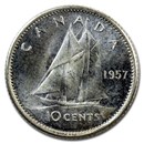 1957 Canada Silver 10 Cents Elizabeth II BU/Prooflike