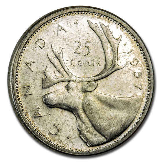 1957 Canada Silver 25 Cents Elizabeth II BU/Prooflike 1957 Canada Silver 25 Cents Elizabeth II BU/Prooflike