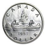 1957 Canada Silver Dollar Elizabeth II AU