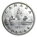 1957 Canada Silver Dollar Elizabeth II AU