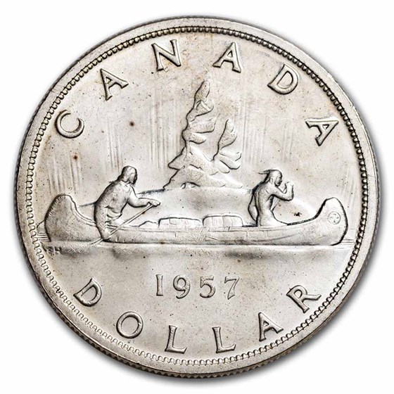 1957 Canada Silver Dollar Elizabeth II BU